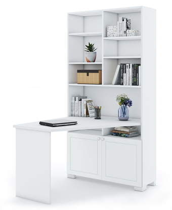 Бюро с етажерка дясно Frame White