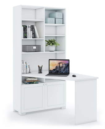 Бюро с етажерка ляво Frame White