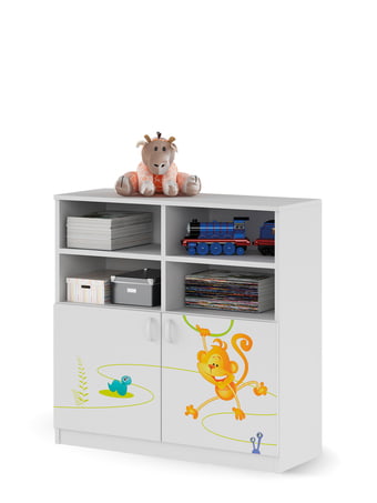 Eтажерка ниска 90 Happy Animals White